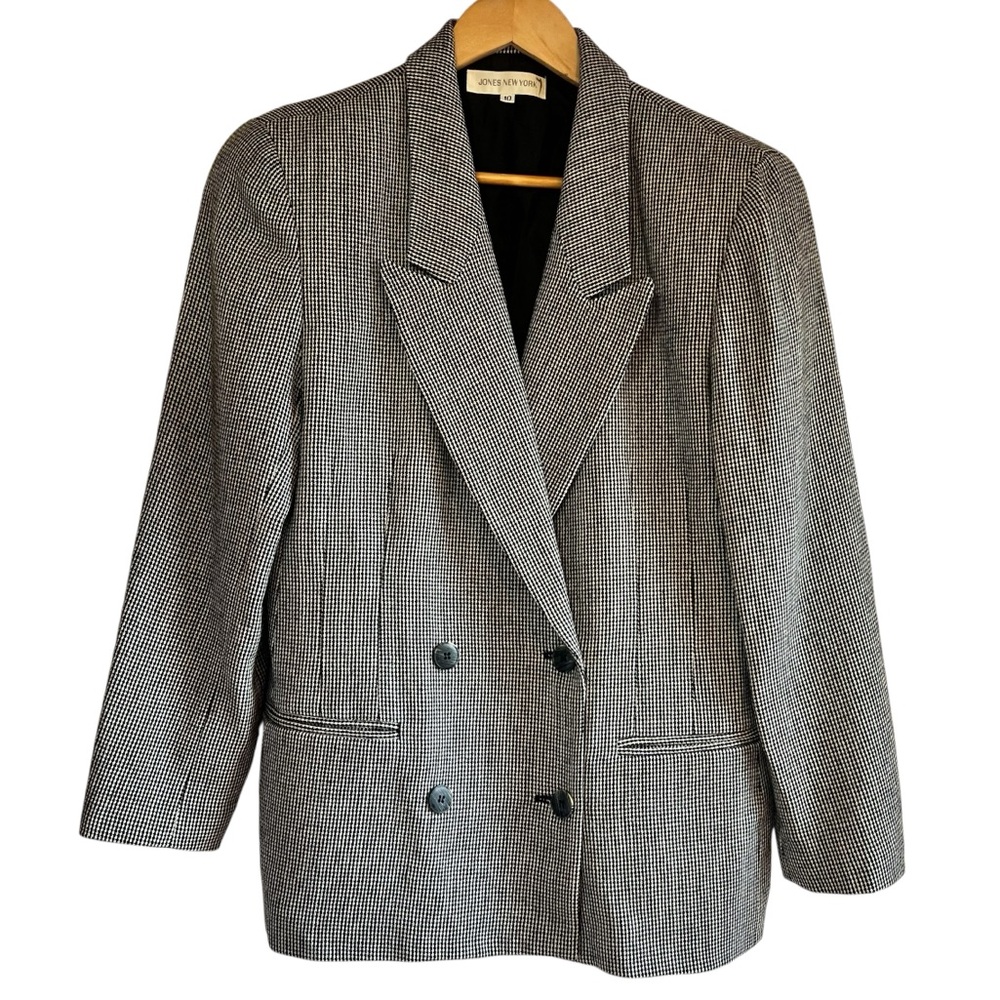 Jones New York 🇨🇦 wool vintage houndstooth blazer size 10 excellent condition